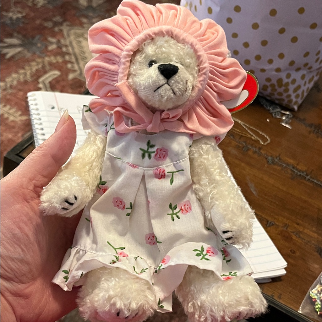 Floral Pink And White Teddy Bear